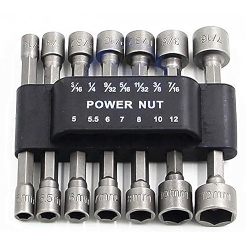 14pcs Power Nuts Driver Drill Bit Tools Set Metric Socket Wrench Screw 1/4''