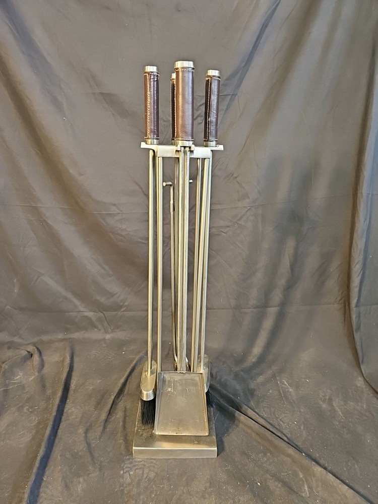 VTG Fireplace Tool Set Chrome 4pc. Heavy Set