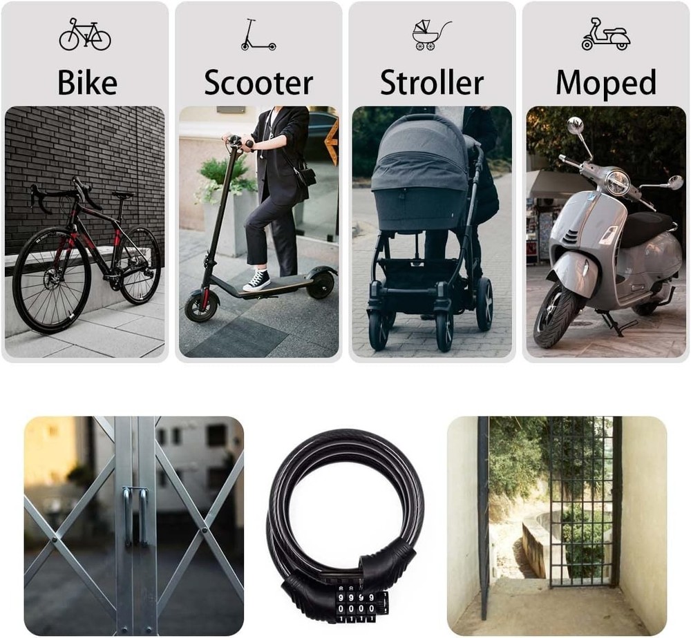 Lightweight 3ft Combination Cable Lock for Bikes and Scooters - Secure & Safe