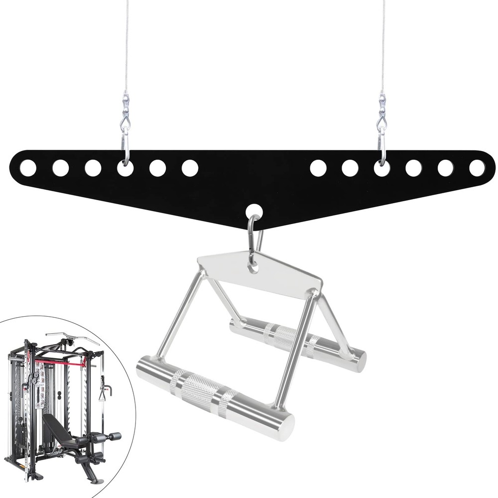 D Handle Cable LAT Pull Down Bar Tricep Rope Crossover Row Attachments Machin...