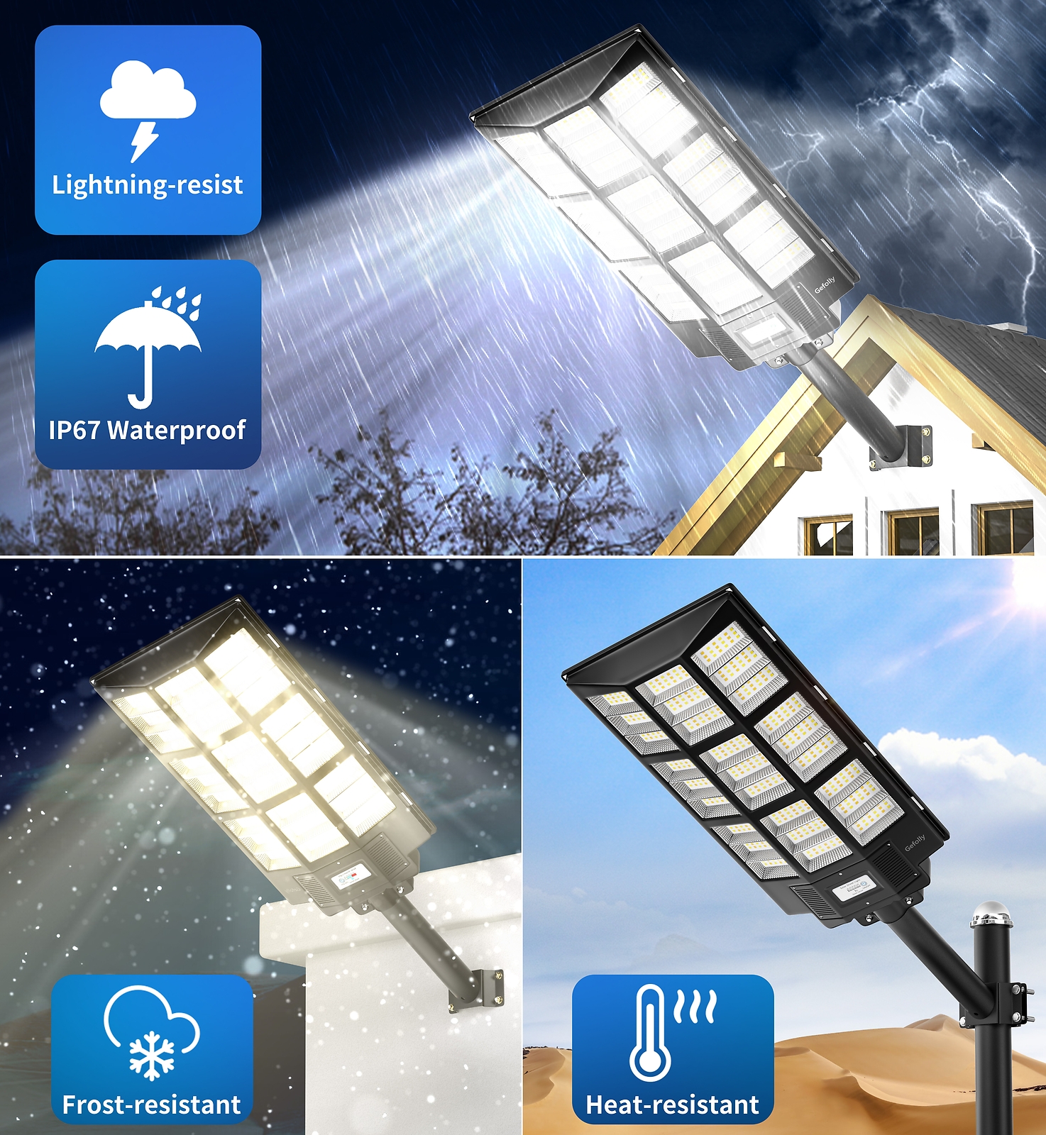 10000W Commercial Solar Street Light Dusk to Dawn Lamp For Parking Lot 3 Colors