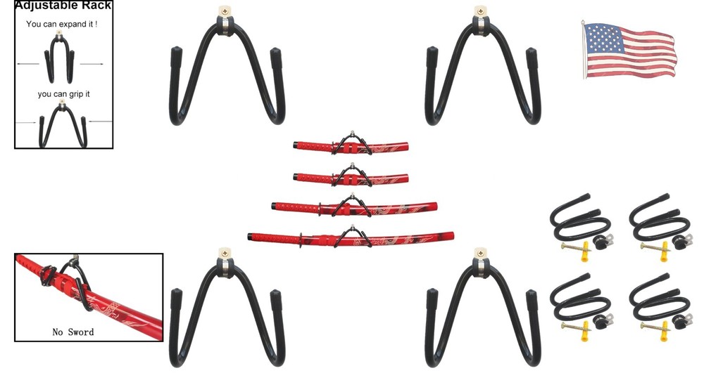 Heavy-Duty Universal Multi-Sword Display Rack - Holds 4 Swords