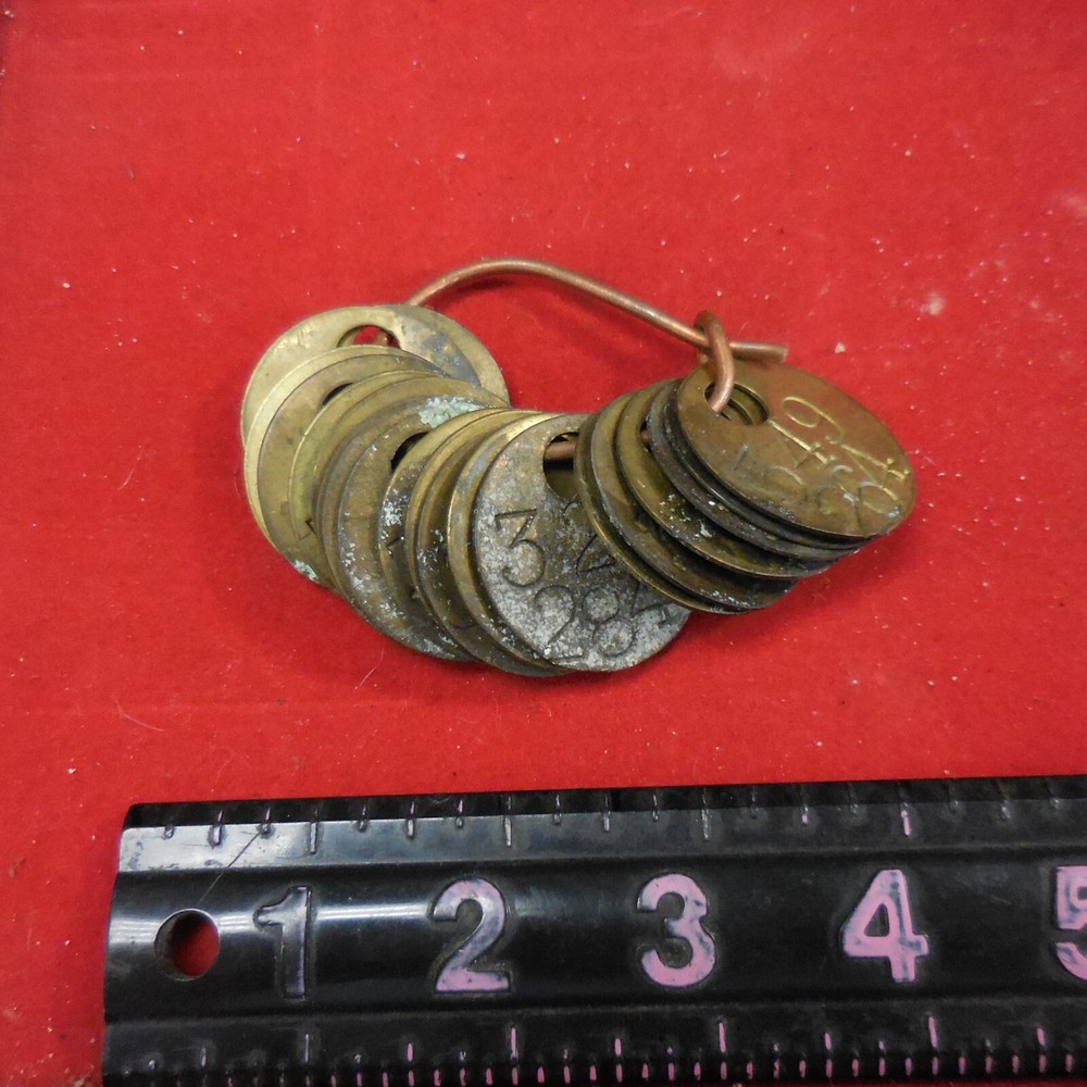 (21) VINTAGE COAL MINING TOOL CHECK BRASS TAGS WALKER COUNTY,ALA