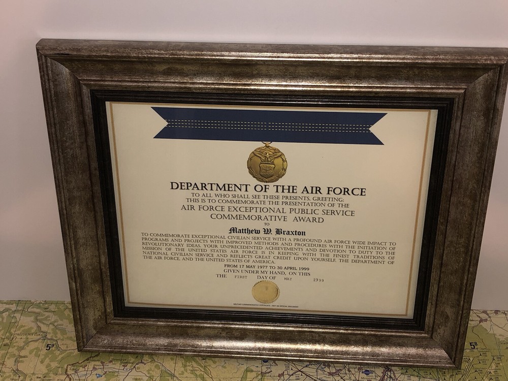 USAF EXCEPTIONAL PUBLIC SERVICE COMMEMORATIVE AWARD CERTIFICATE Type-1
