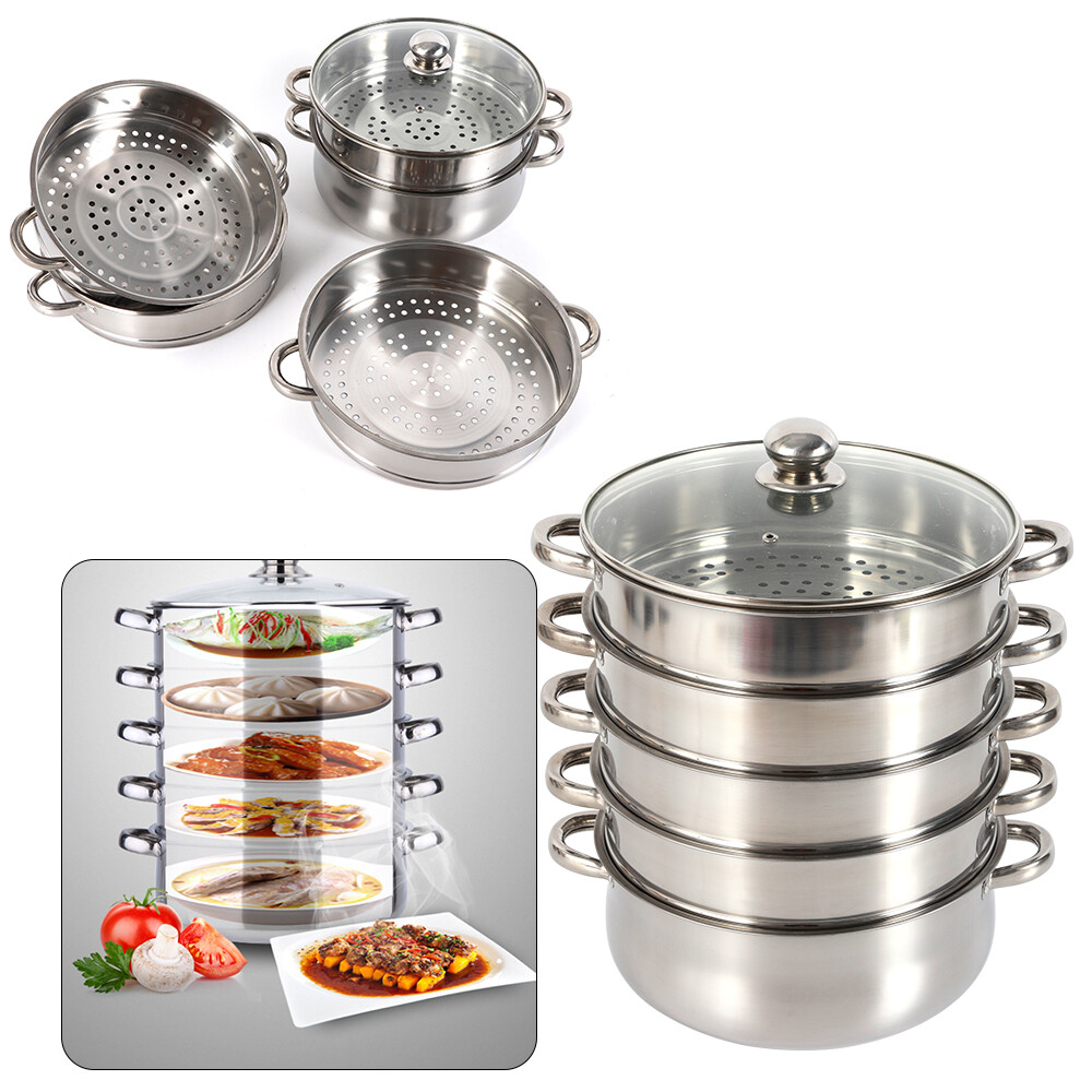5 Layers 28cm Pot Steamer Multi-Layer Cookware Pot Cookware Stainless Steel Pot