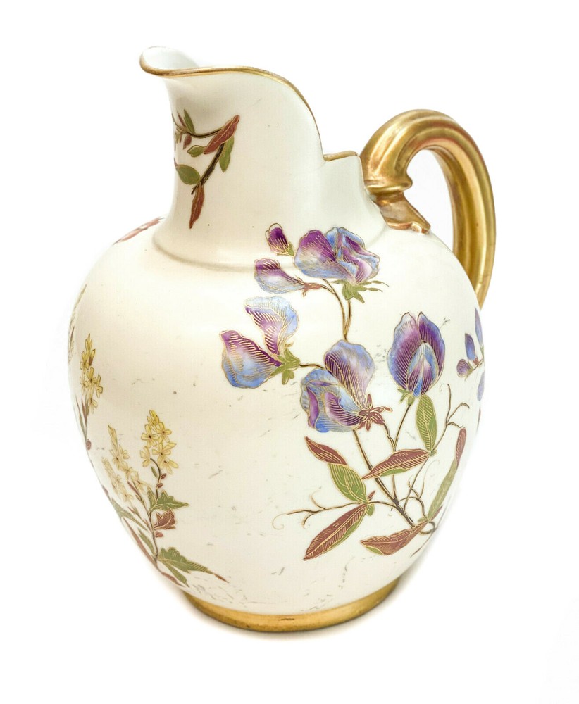 Royal Worcester Hand Painted Porcelain Pitcher, 1889