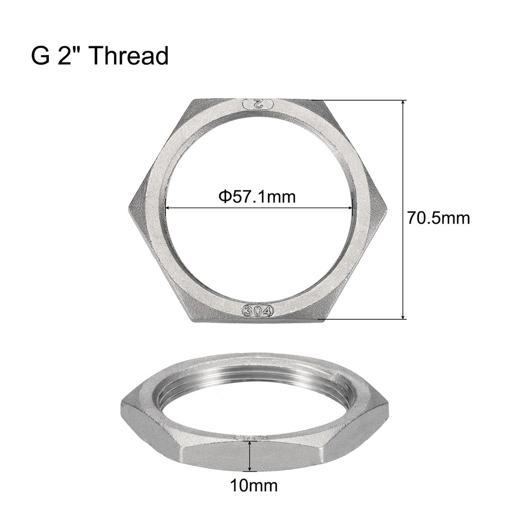 2 Pcs Cast Pipe Fitting Hex Locknut Nut g 2" Female Thread (DN50)