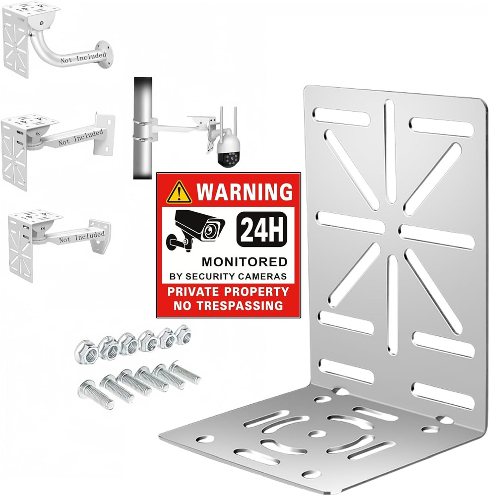 CCTV Stainless Steel Camera Mount Bracket Adapter, L-Shape Security Camera Mount