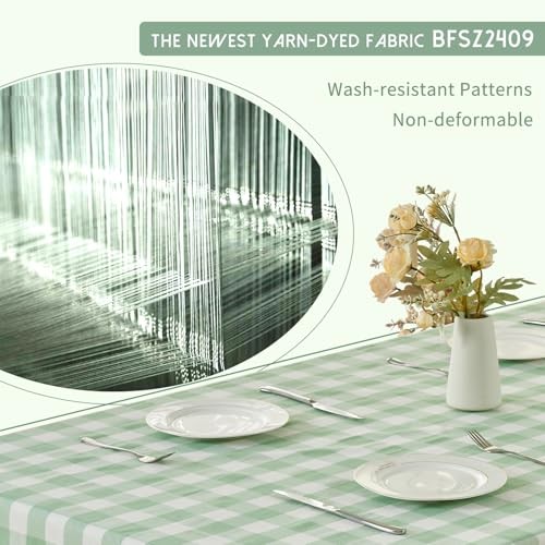 Rectangle 118" x 57" (Rectangular) Gingham Cotton - Square Corners - Green