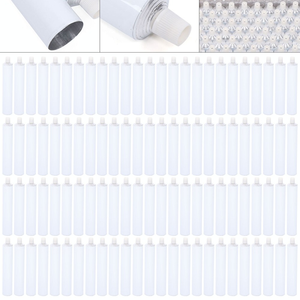 100Pcs Reusable Aluminum Empty Unsealed Toothpaste Tubes Needle Cap Full Box