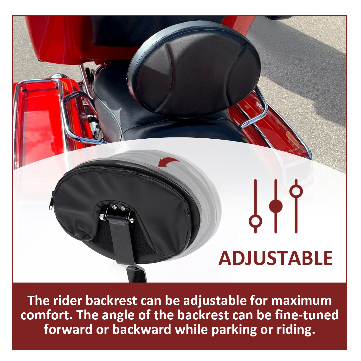 Adjustable Plug-In Rider Driver Backrest For Harley Road Electra Glide 97-24 23