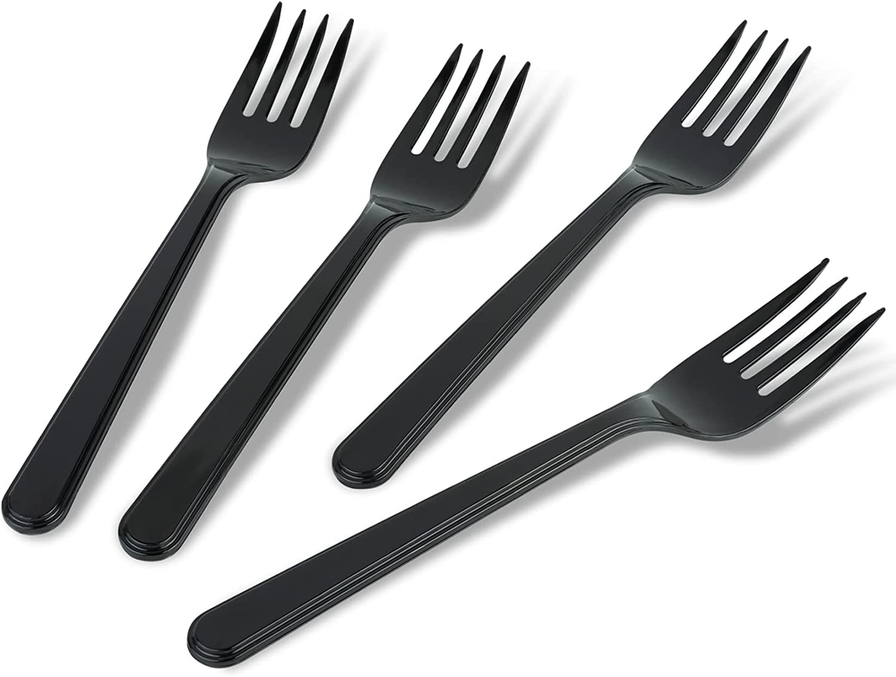50 Pack Heavy Weight Plastic Forks Black Disposable Forks