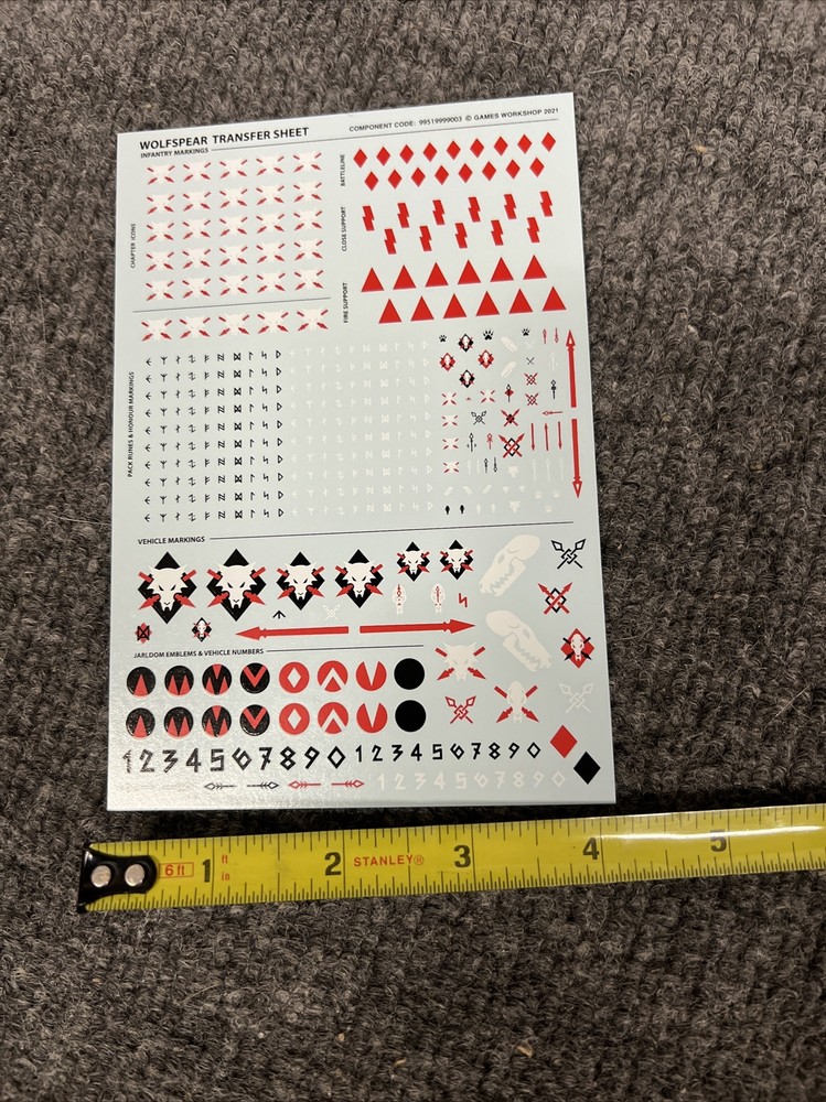 Warhammer 40k Space Wolves Transfer Sheet Wolfspear Limited New Decals