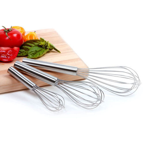 Set of 3 STAINLESS STEEL BALLOON WIRE WHISK SET WHIP MIX STIR BEAT 8/10/12 inch