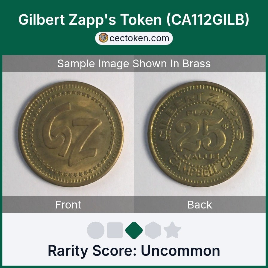 Gilbert Zapp's Token (CA112GILB) Brass 25mm Uncommon