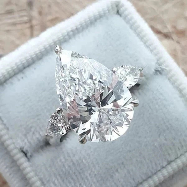 3.60 Ct Moissanite Pear Cut Prong Setting Wedding Engagement Ring