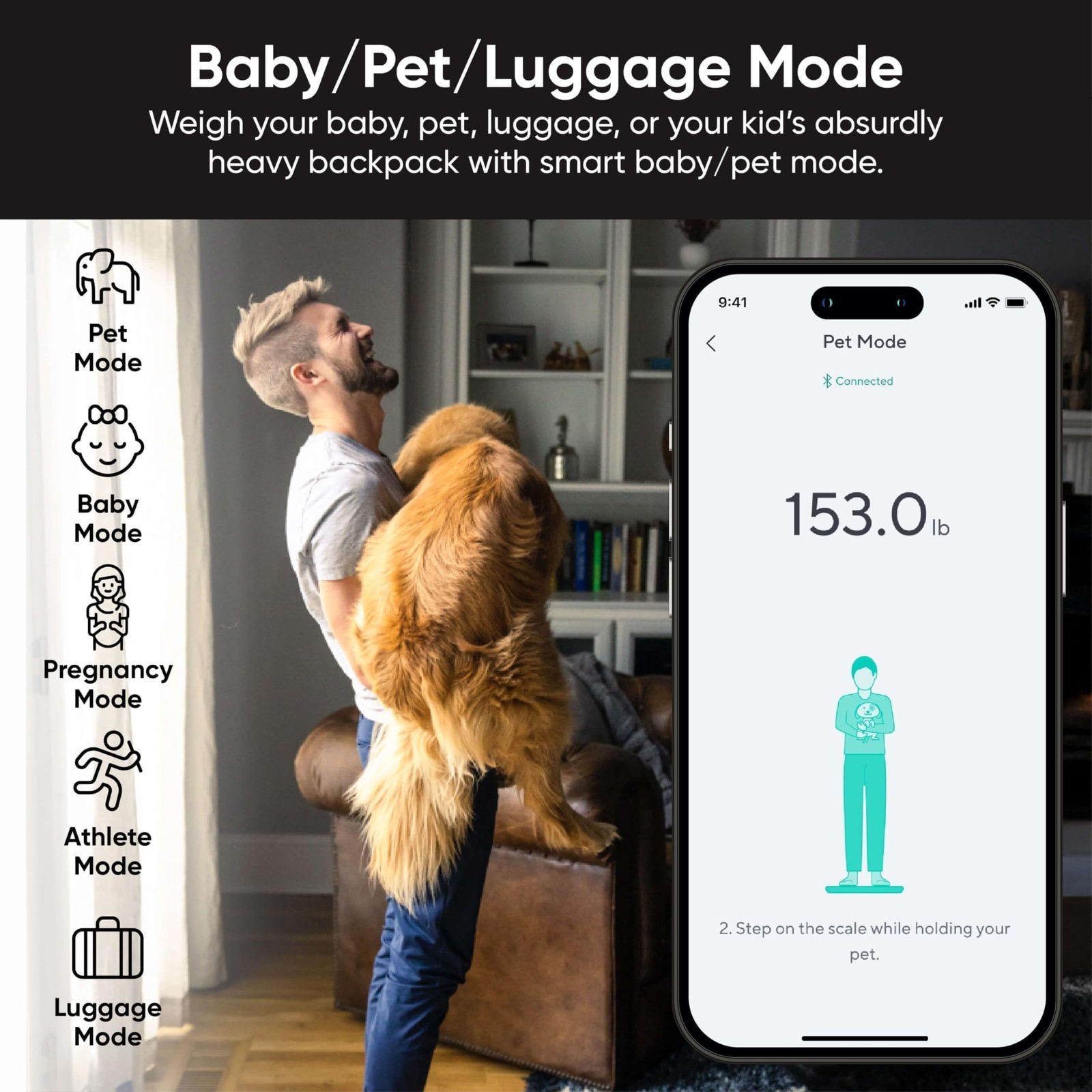 Wyze Smart Scale X - Body Composition Heart Rate Fitness App Sync 400 lb Black