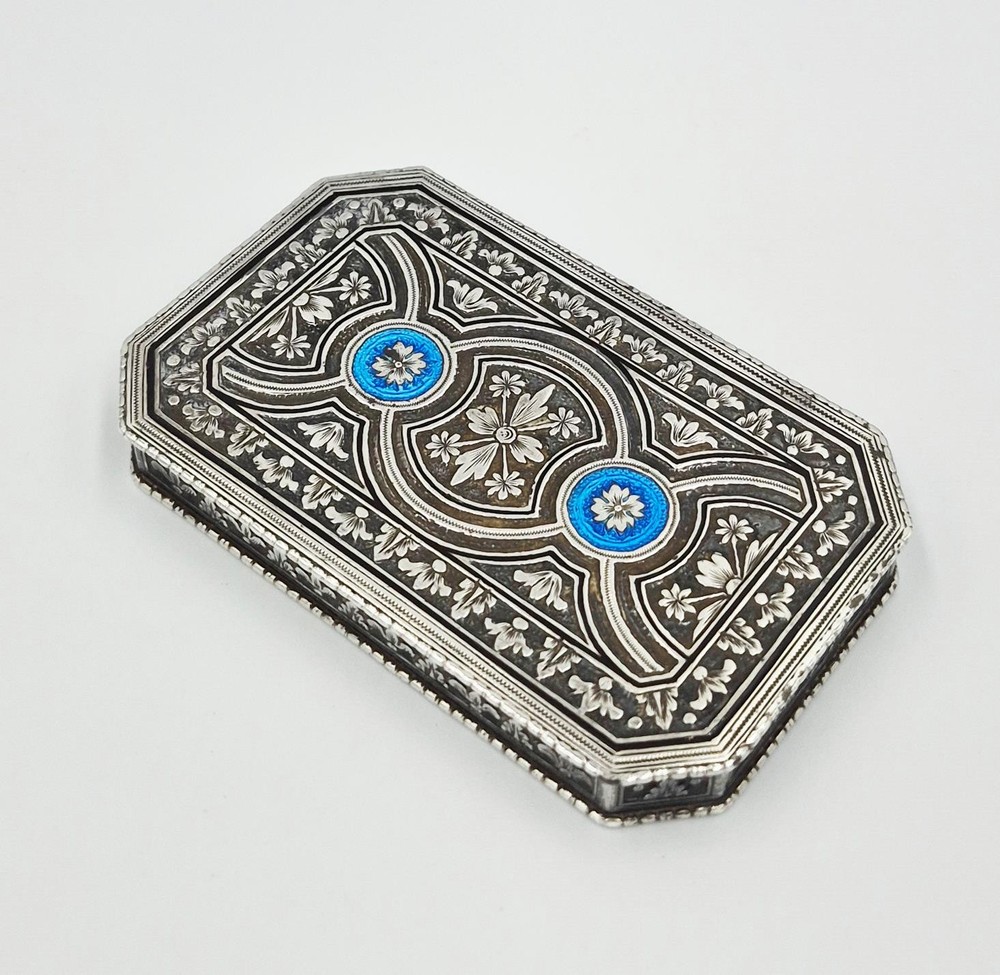 FINE AUSTRO-HUNGARIAN SOLID SILVER & ENAMEL SNUFF BOX c1925