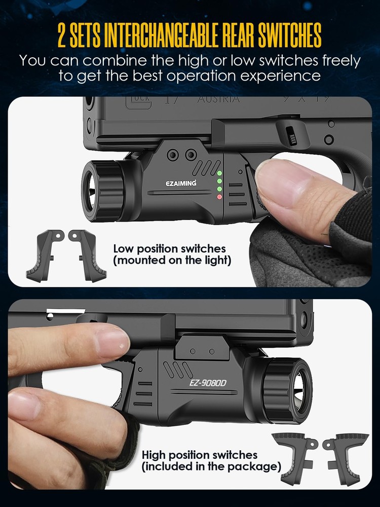 EZAIMING Weapon Light 1000 Lumen Compact Pistol Flashlight only
