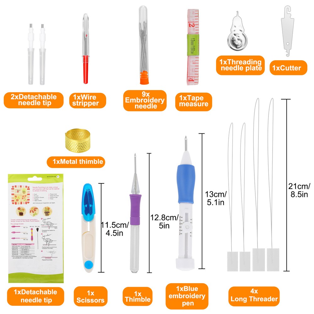 Embroidery Punch Needle Thread Kit Knitting Sewing Set 100 Color Thread