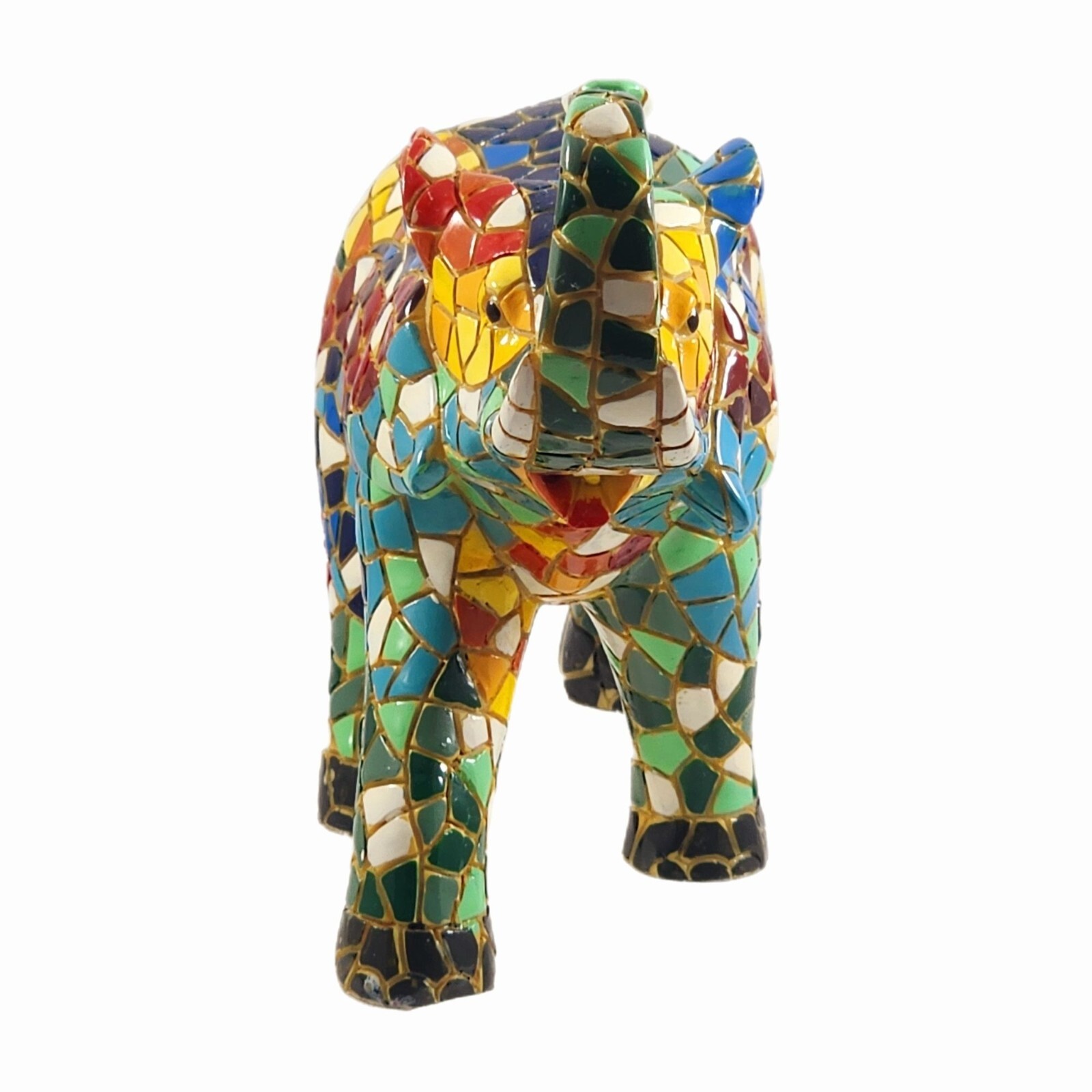 Vintage Mosaic Lucky Elephant Figurine Handmade Luck Statue Vtg Gaurdi Barcino