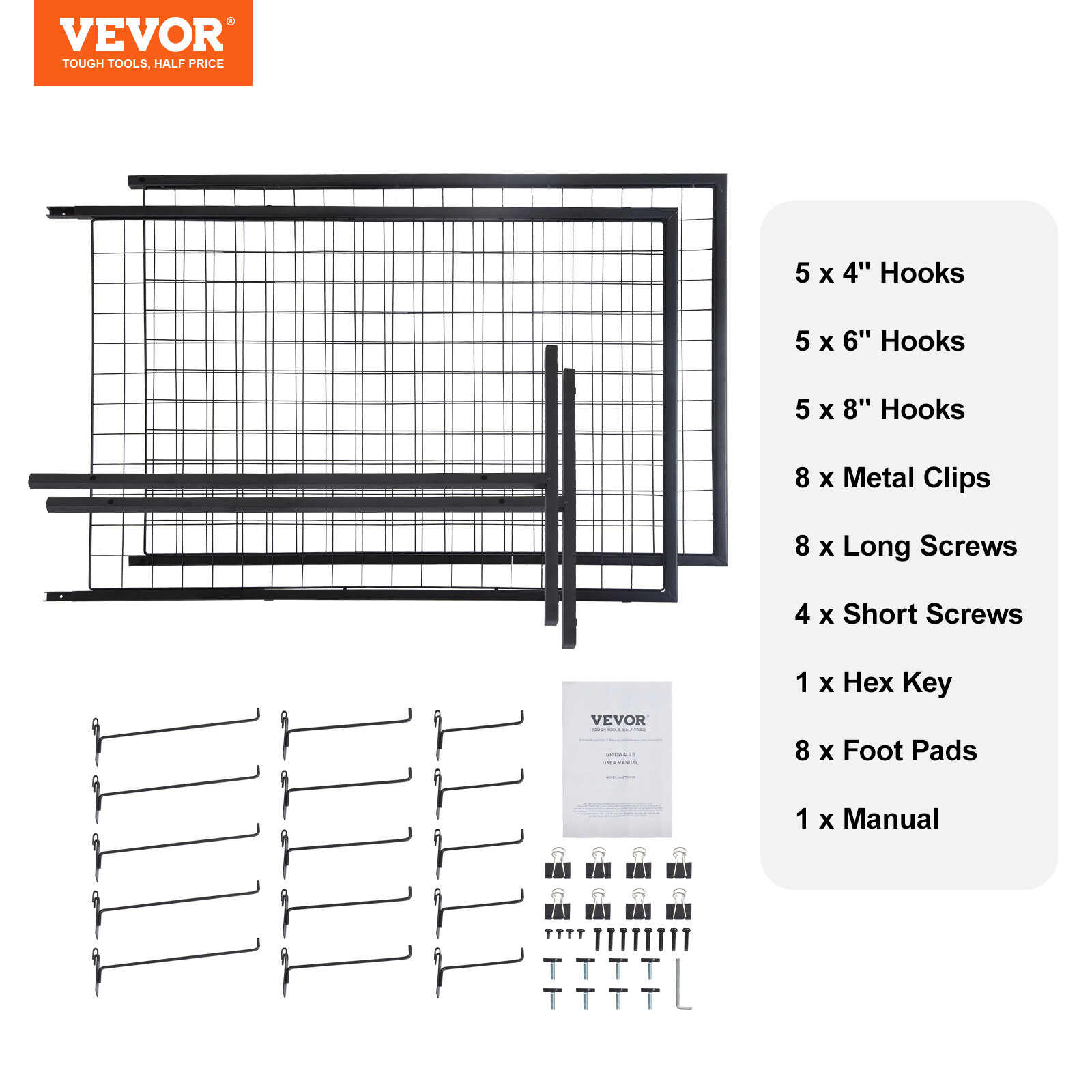 VEVOR 2' x 5.6' Grid Wall Panels Tower 2 Packs Wire Gridwall Display Racks
