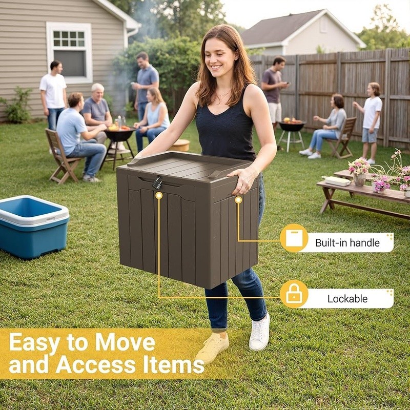 Weatherproof Outdoor Storage Box Lockable Security Multi-Purpose Deck Organizer