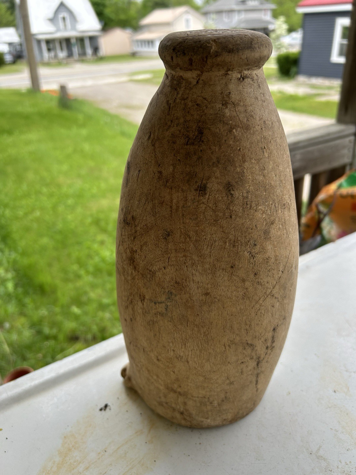 African Milk Jug Hand Carved Wooden Vessel Primitive Rustic Antique Vtg Folk Art