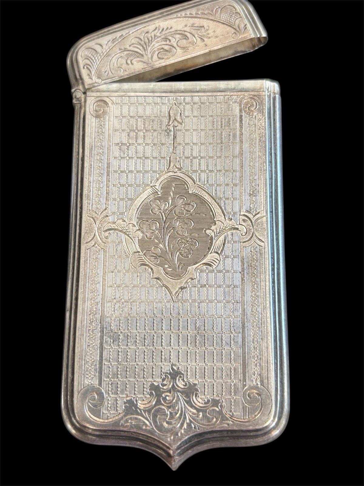 Sterling Silver Edwardian Engraved Cigarette Card Hinged Case 32.7g 925