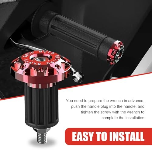Universal Motorcycle Bar End Plug, Shockproof Handlebar End Caps, 2 PCS Red