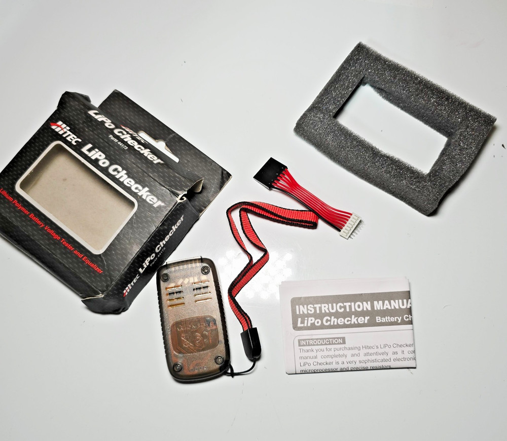 Hitec LiPo Voltage Checker + Equalizer 2–6S LCD w/Adapter Strap Manual UNTESTED