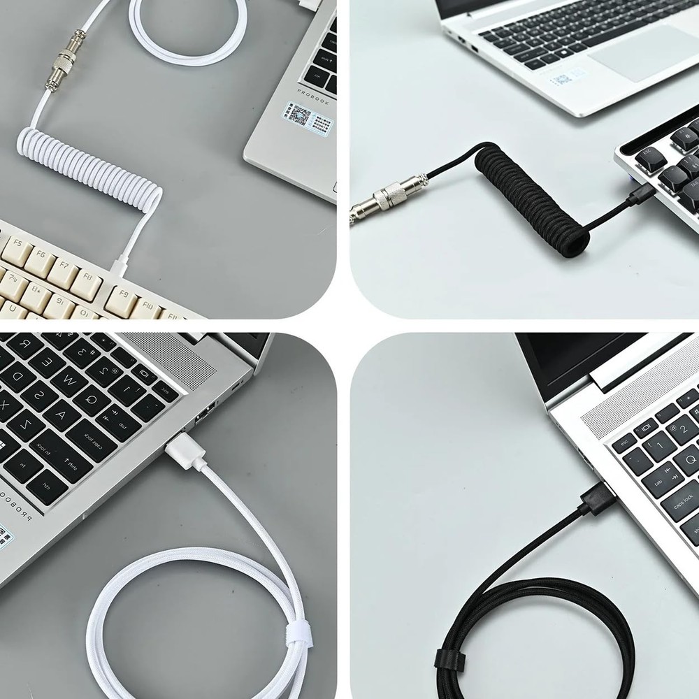 EastyGold Type C Mechanical Keyboard Coiled Cable USB Black