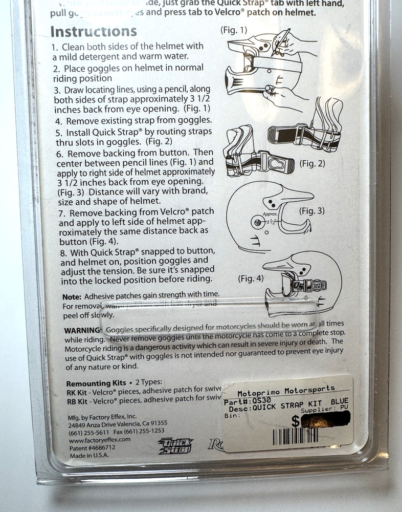 Roko Goggle Quick Strap BLUE. New In Package.