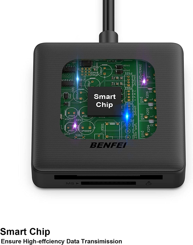 Memory Card Reader, BENFEI 4in1 USB USB-C to SD Micro SD MS CF Card Reader