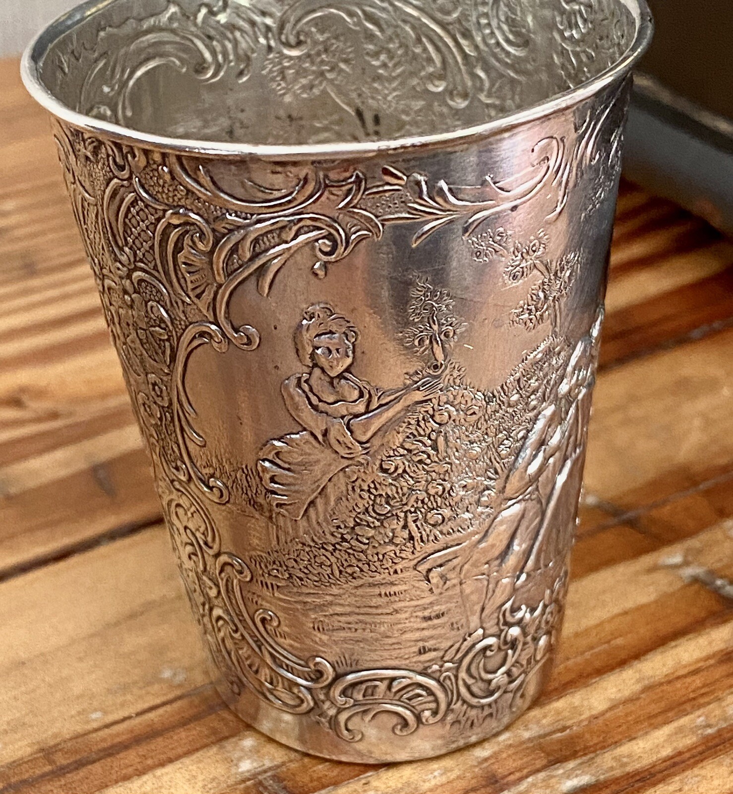 Ludwig Neresheimer German Hanau Repousse Silver Cup 3 Inch