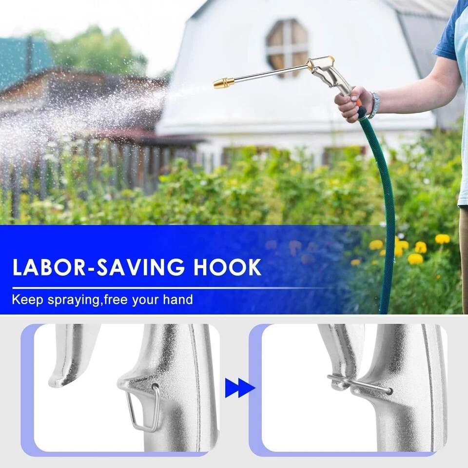 Garden Hose Nozzle High Pressure Metal Heavy Duty Water Hose Nozzle Sprayer Head