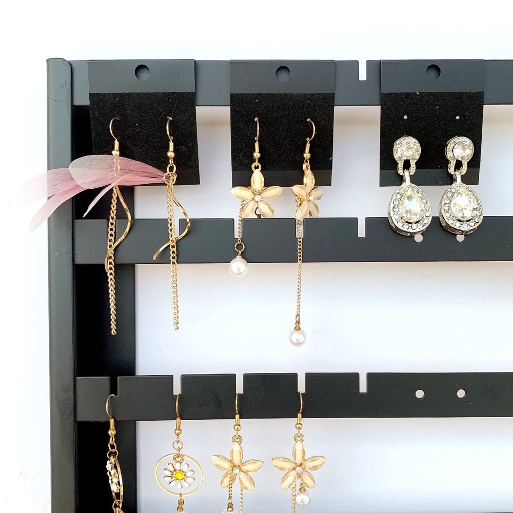 Earring Holder Organizer,7 Layer Wall Mounted Ear Stud Display Storage, Black...