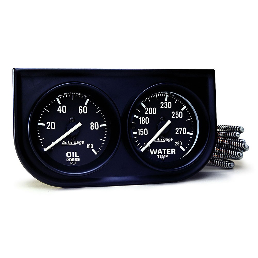 Auto Meter Gauge Set 2392; Auto Gage 2-1/16 Water Temp/Oil Pressure Mechanical