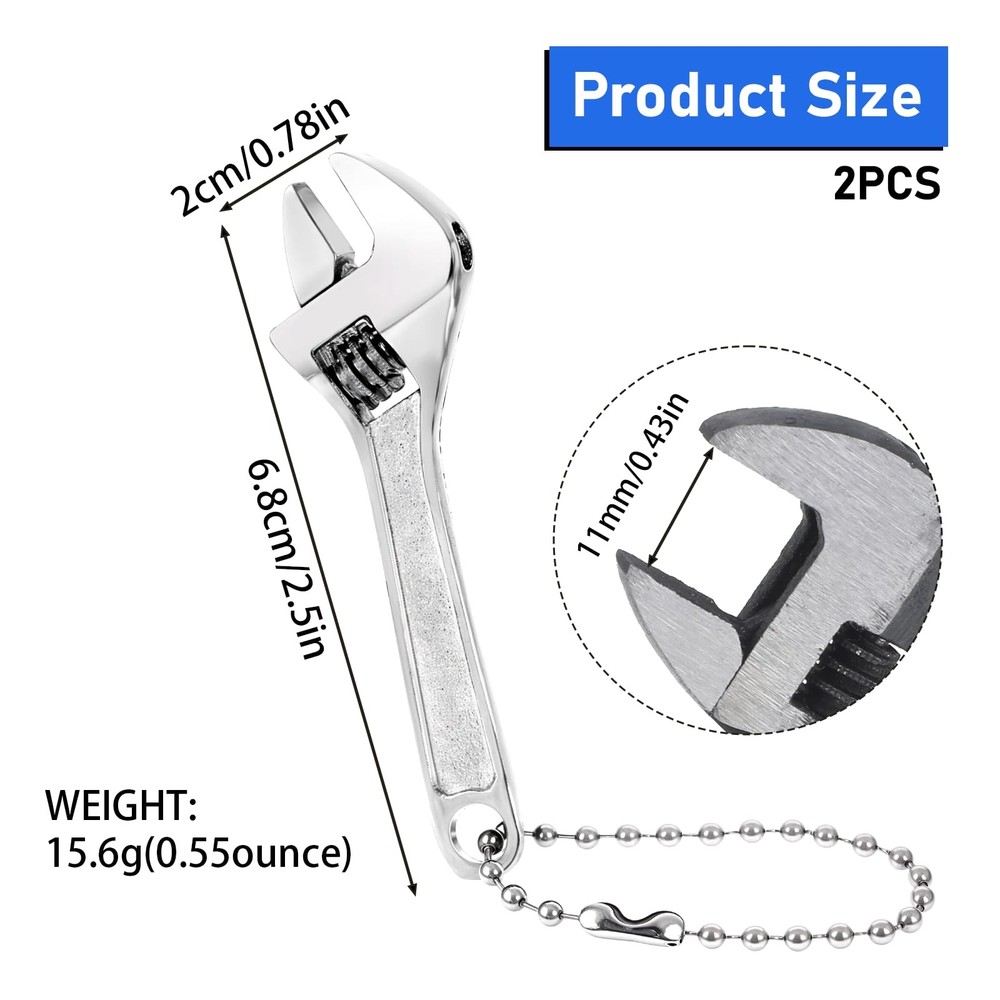 2 Pcs 2.5'' Adjustable Spanner Mini Nut Wrench, Tiny Wrench Small CrescentWrench