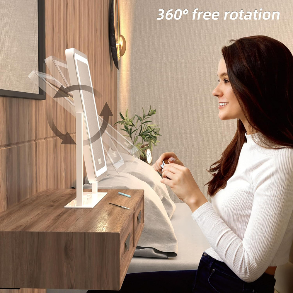 LED Vanity Mirror with Touch Control, Dimmable 3-Light Modes, 13.1"x16.7