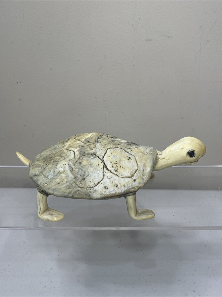 Handmade Pottery Turtle Figure Marbled Color