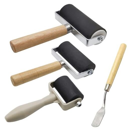 4 Pack Rubber Roller - Brayer Rollers with 3 Size for Crafting Brayer Rollers