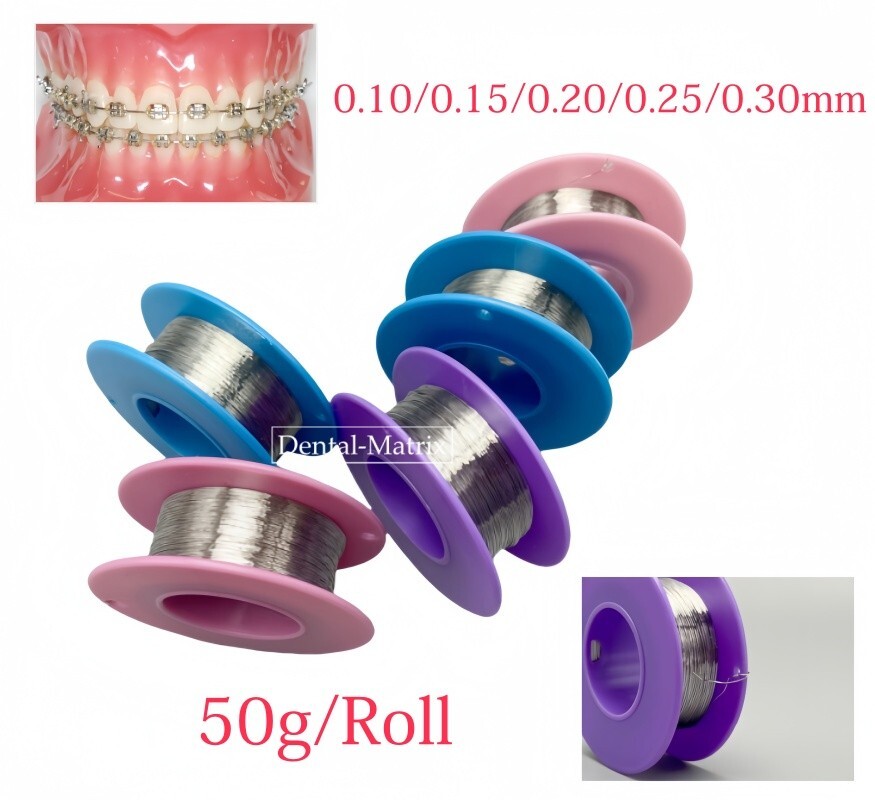 Dental Orthodontic Metal Ligature Wire Round Spool Stainless Steel Line 50g/Roll