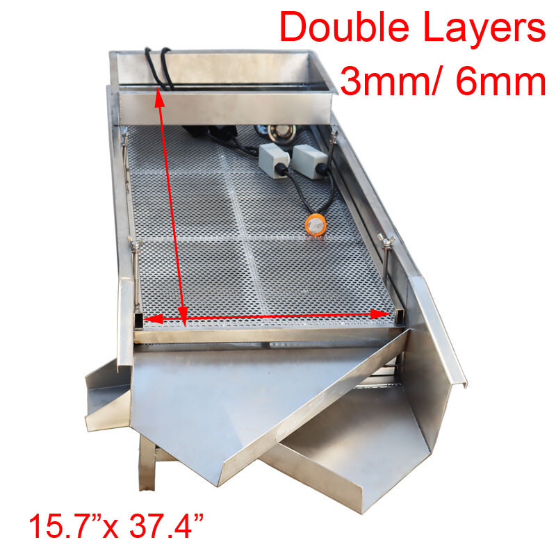 Double Layers Vibrating Screener Platform Shaker Stainless Steel 6mm & 3mm 220V