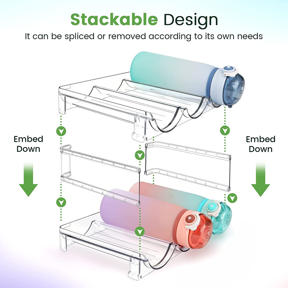 Water Bottle Organizer 2 Pack Stackable Storage Rack for Cabinet Kitchen Counter
