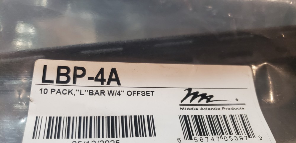 Middle Atlantic LBP-4A Lace Bar, 4" Offset, L-Shaped, 10 pc