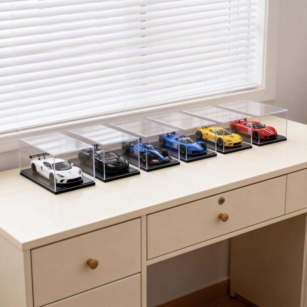Model Car Display Case, 1:32 Scale Acrylic Display Box for Cars, Stackable Du...