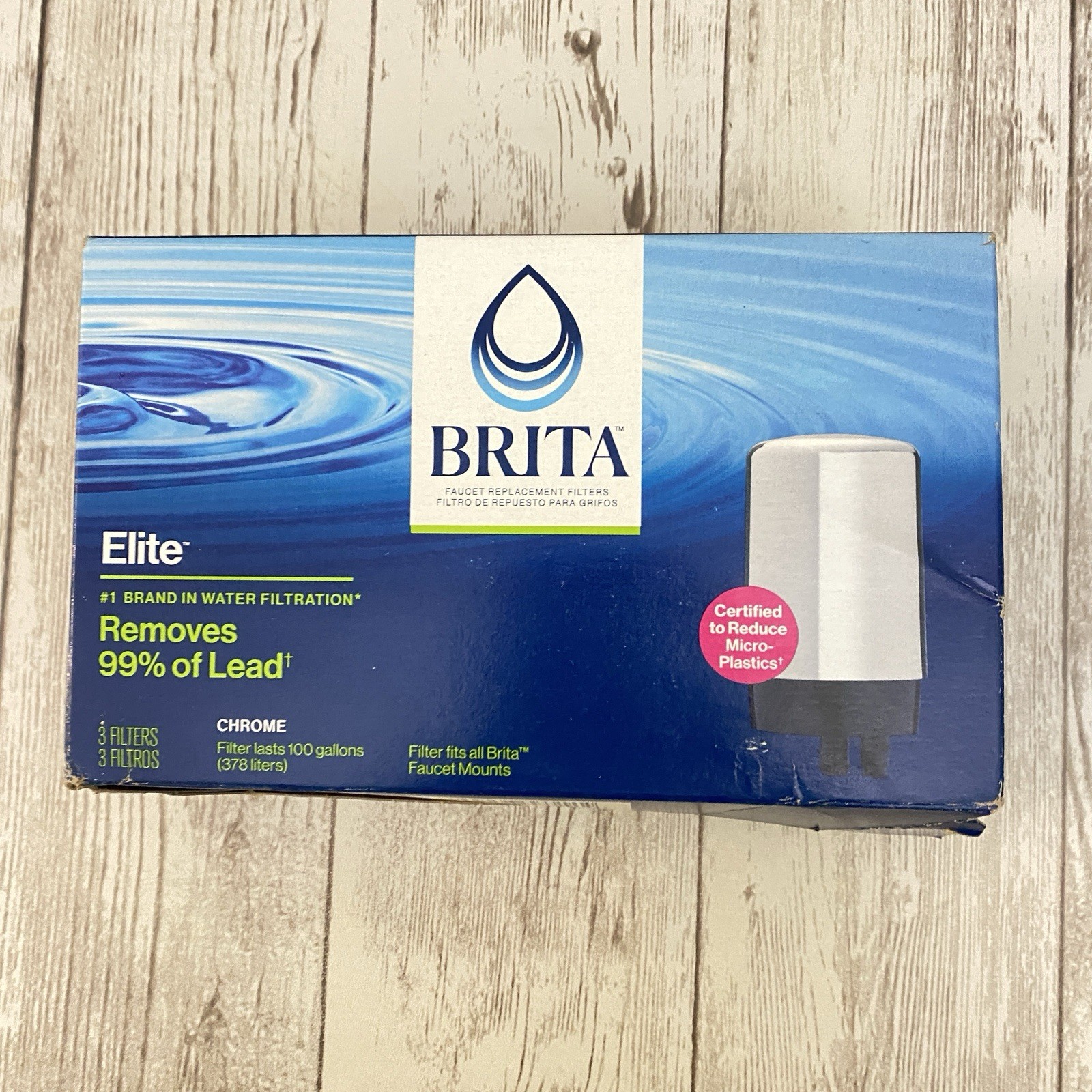 Brita Elite Chrome Faucet Replacement Filter 3-Pack NEW