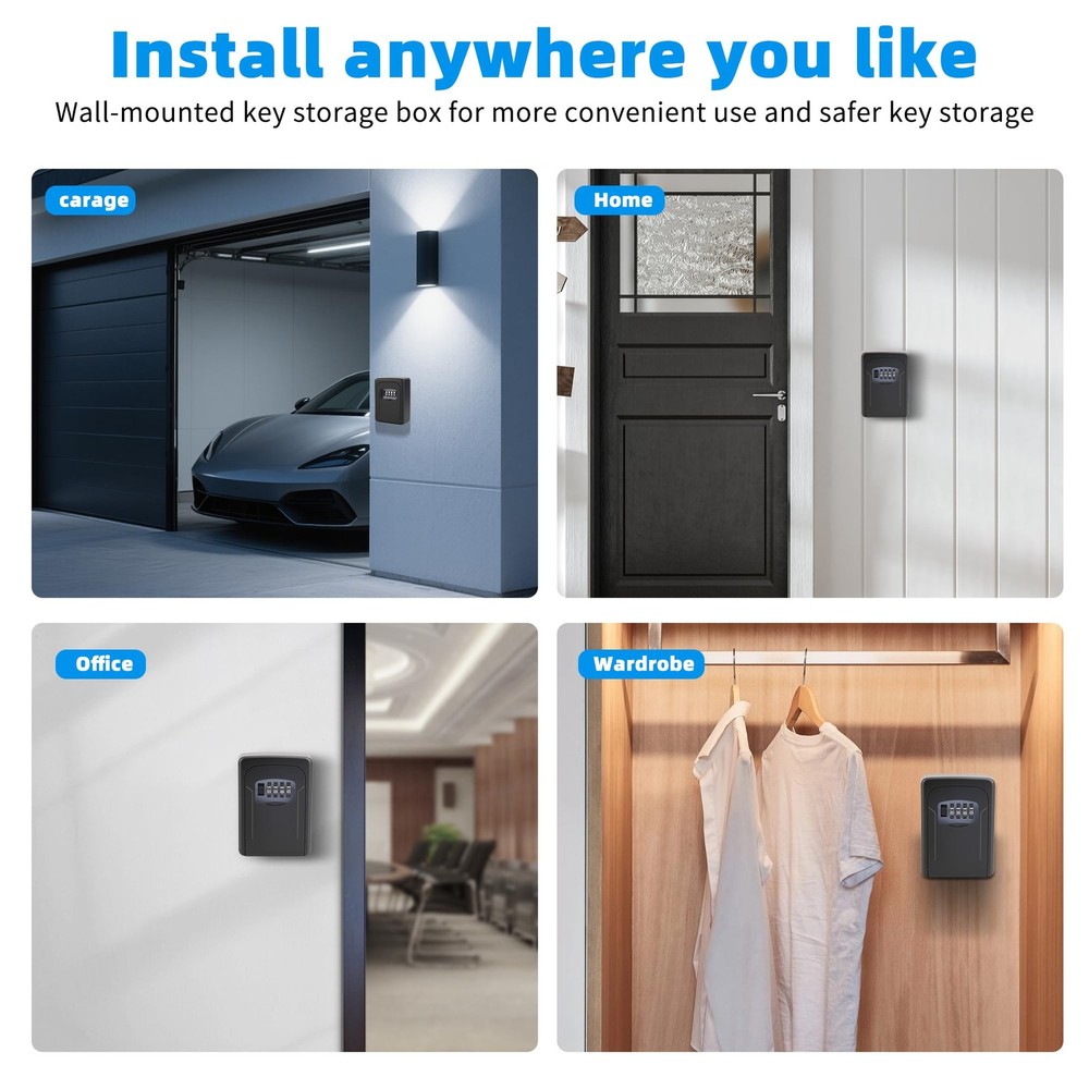 Key Lock Box,Combination Lockbox WallMounted Key Storage Box for Keys,Large K...