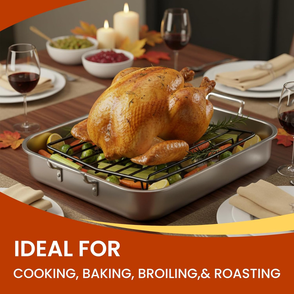 Roasting Rack for Roasting Pan,Baking Rack for Cooking, Roasting, and Grilling,V